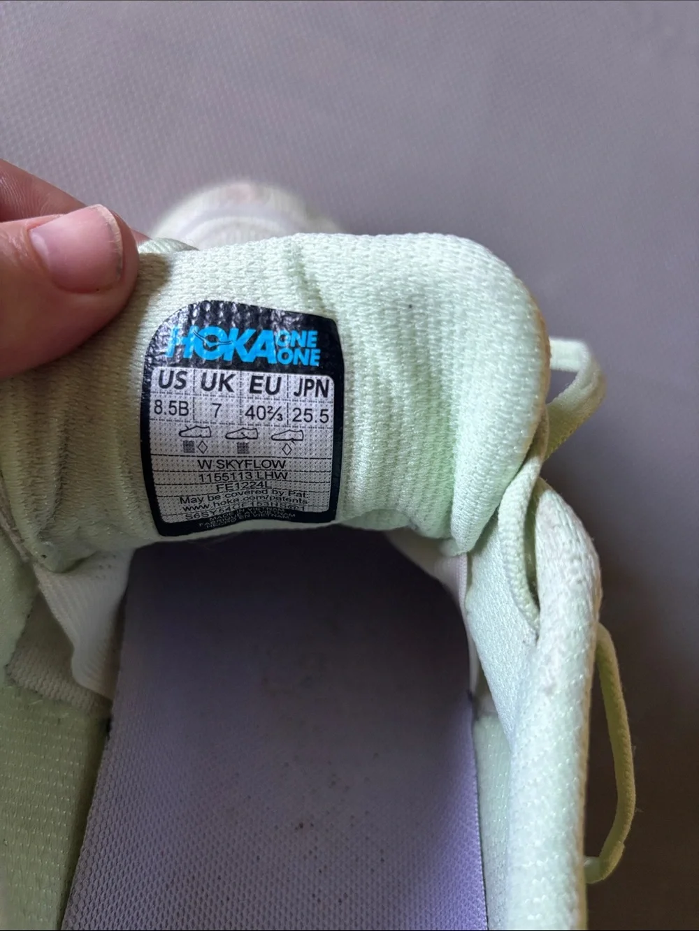 Hoka Women's Light Green sky flow Athletic Running Shoes with Pastel Accents